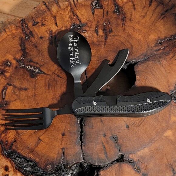 Personalized Camping or Picnic Fork, Spoon, and Knife Folding Utensil Multi-Tool - Picture 2 of 6